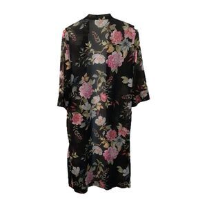 new york & company Kimono Small S Black Floral Open Front Sexy Lingerie New robe